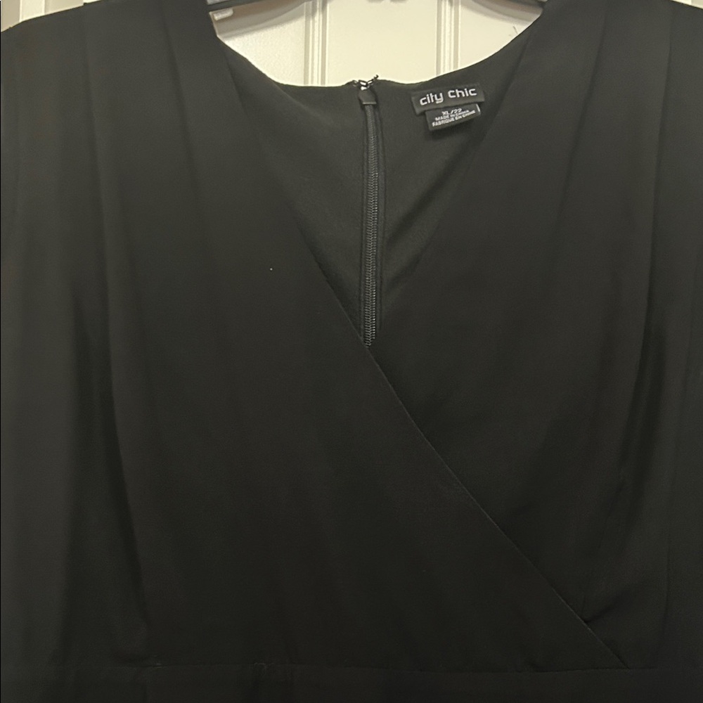 City Chic Black Midi Dress with Ruffled Hem XL/22